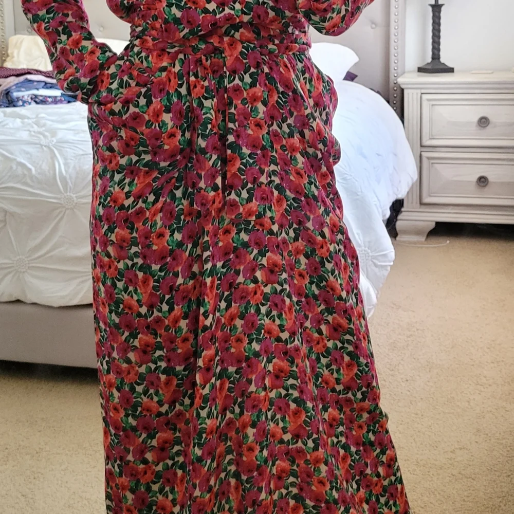 Ghospel Asos Dress in Red Flowers Maxi Size s - Picture 2 of 6